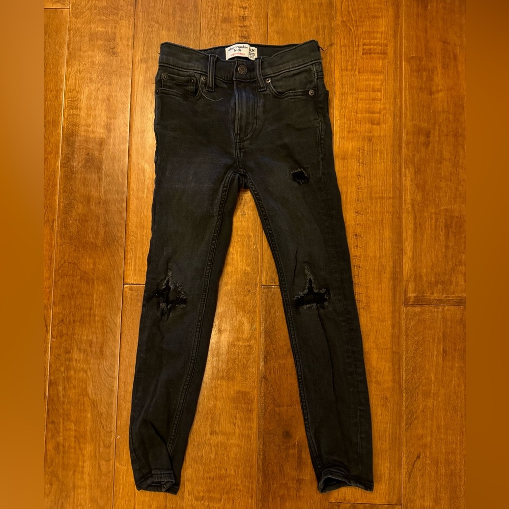 Abercrombie Boys Super Skinny Slim Black Distressed Jean Sz 9/10